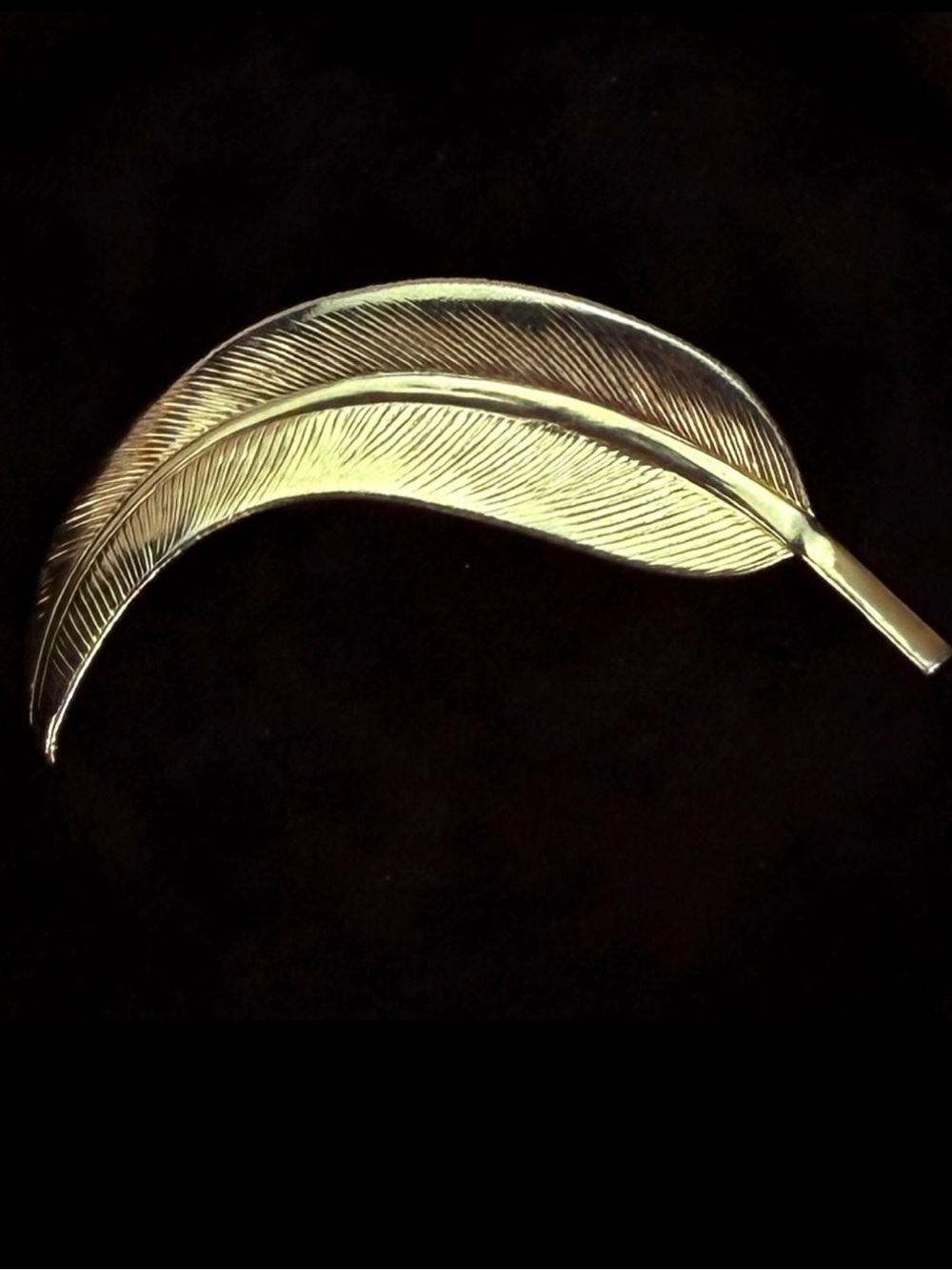 Vintage light weight aged goldtone, leaf, brooch pin